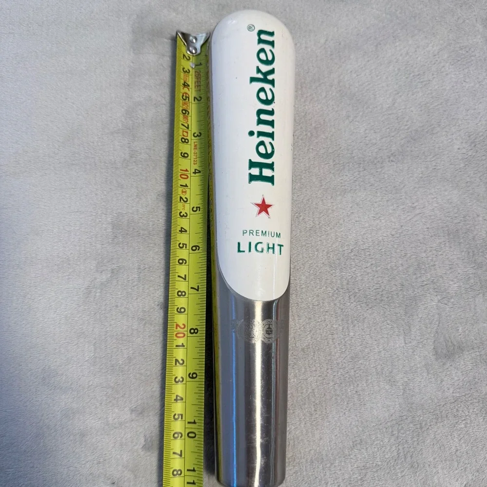Vintage Heineken Premium Light Beer Tap Handle Draft Keg Knob White & Silver‎